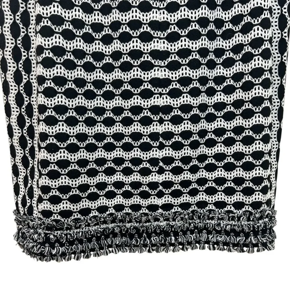 Tory Burch Paulina' Knit Dress, Kate Middleton A-Line Fringe Black/White Medium